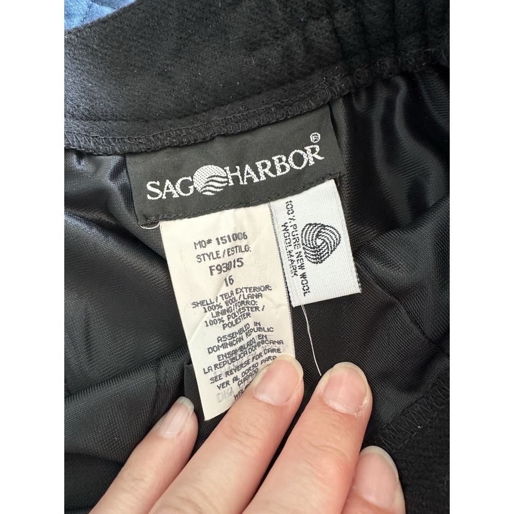 Sag Harbor Wool Vintage Skirt Size 16 Black Long Woolmark Back Slit - Picture 5 of 7